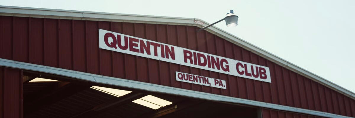 Historic Quentin Riding Club barn signage in Quentin, Pennsylvania