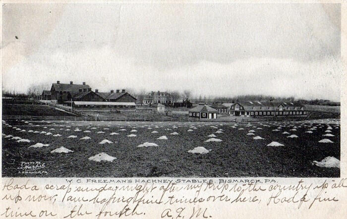 Quentin Riding Club Postcard Vintage postcard of W.C. Freeman's Hackney Stables in Bismarck, Pennsylvania, from the club's early history