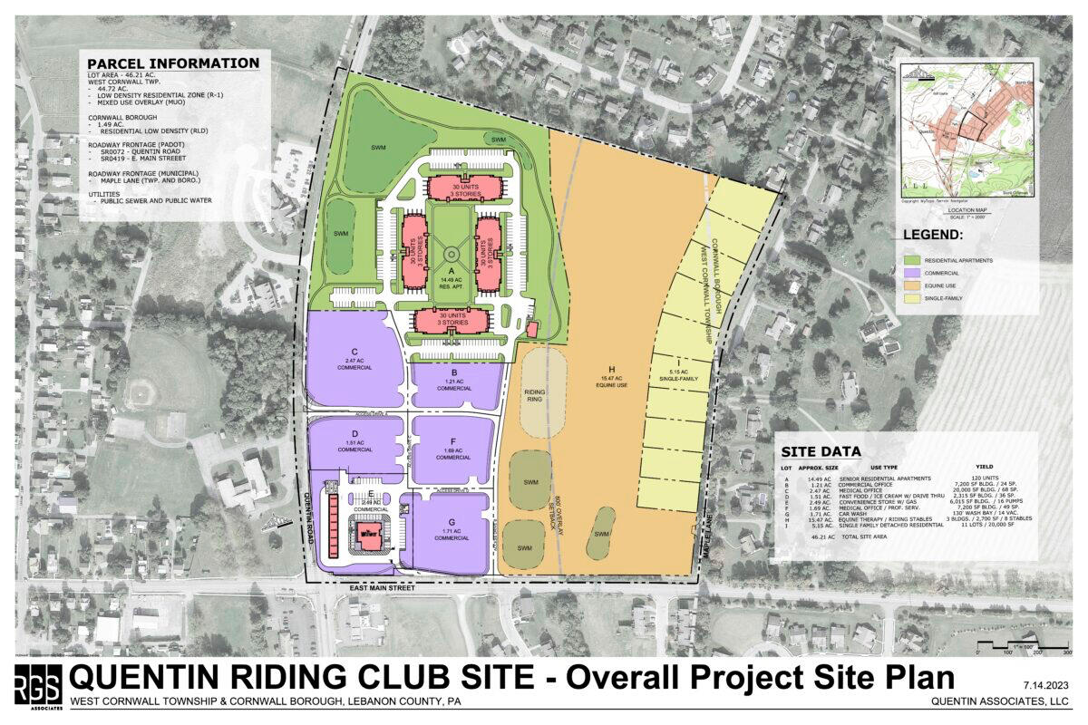 Overall project site plan for the redevelopment of the Quentin Riding Club grounds