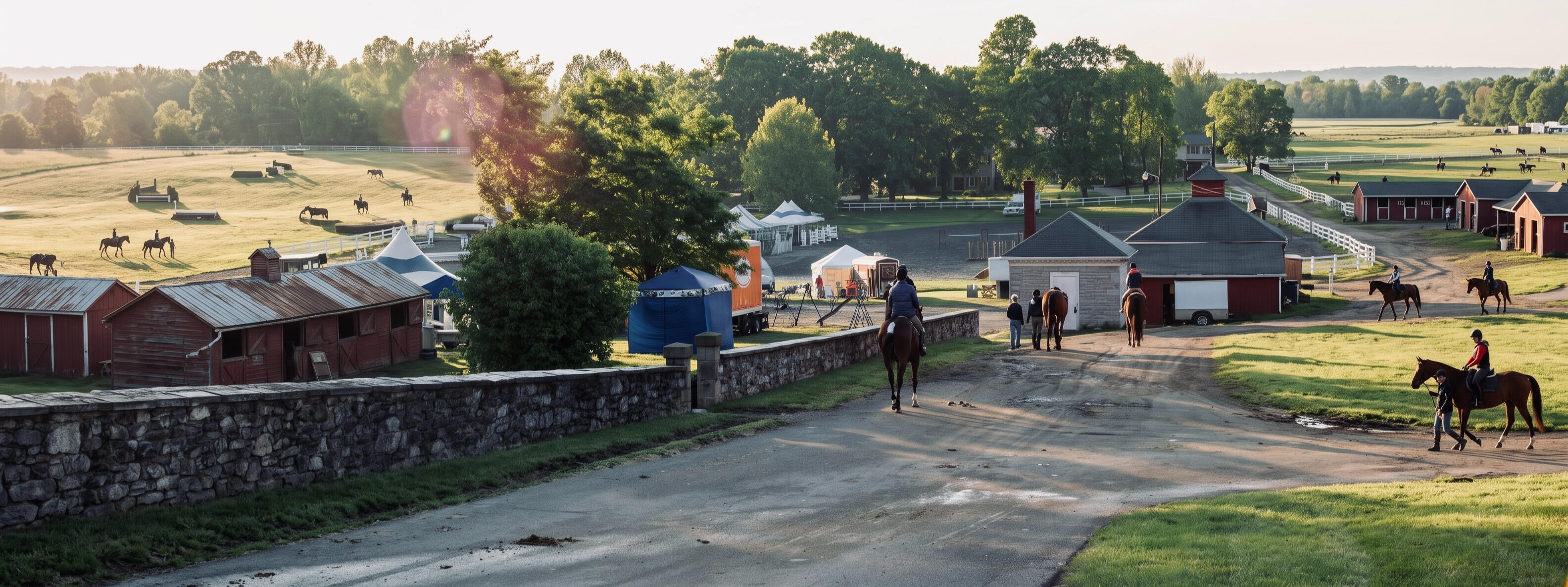 Panoramic view of the historic Quentin Riding Club grounds in Pennsylvania